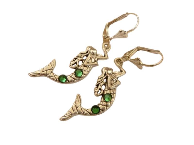 Maritime Meerjungfrau Ohrringe Grün Silberfarben Leichter Ohrschmuck Mädchen Geschenkidee Weihnachtsgeschenk von Schmucktruhe