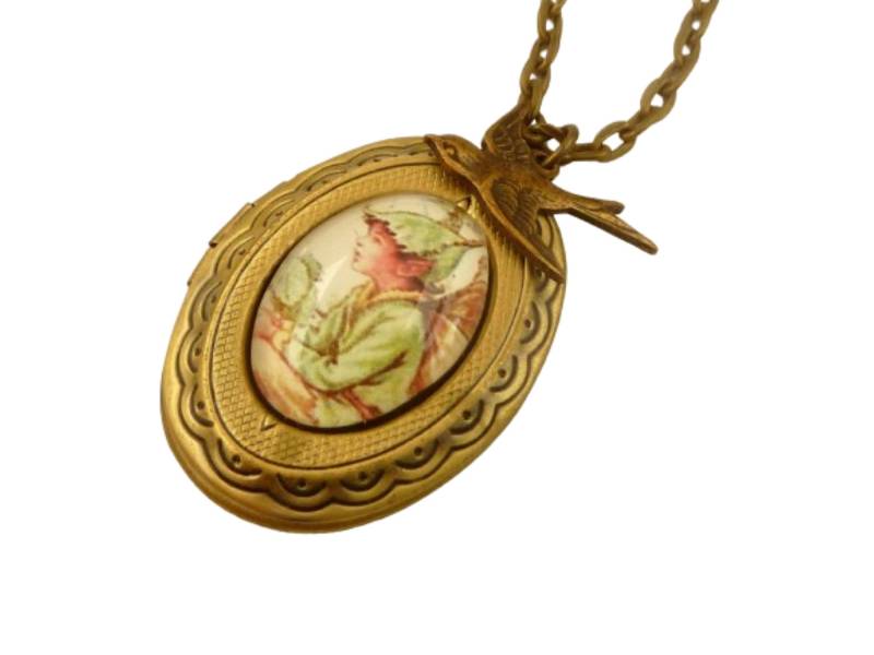 Medaillon Foto Halskette Mit Elfe Motiv Bronzefarben Geschenkidee Frau Freundin Mädchen von Schmucktruhe