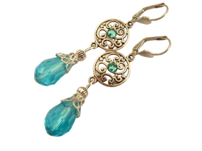 Ornament Ohrringe in Türkis Silber Tropfen Ohrschmuck Geschenkidee Frau von Schmucktruhe