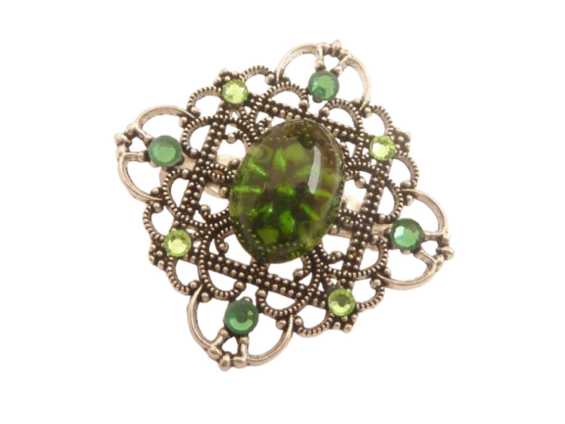Viereckige Brosche Mit Transparentem Glasstein Grün Antiksilber Schal Clip Dekolletéschmuck Reversschmuck Geschenkidee Frau von Schmucktruhe