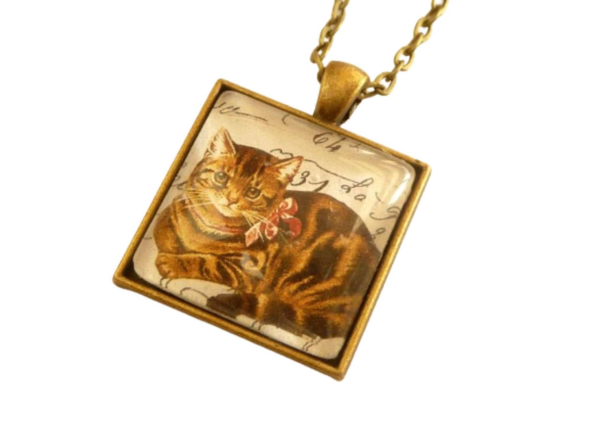 Viereckige Halskette Mit Hübschem Katzen Motiv Bronzefarben Ideale Geschenkidee Für Mädchen Geburtstag Geschenk von Schmucktruhe