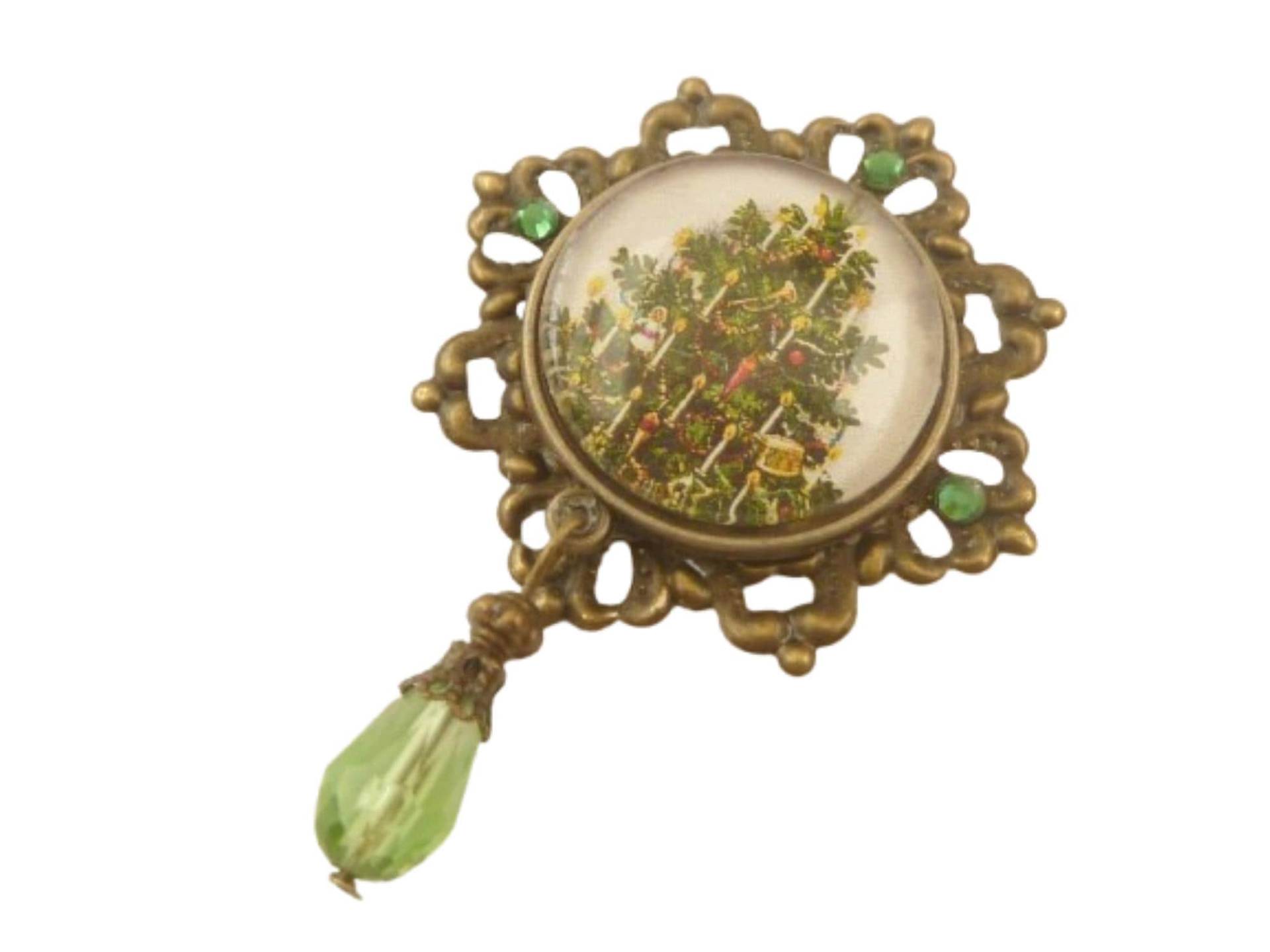 Weihnachtliche Brosche Mit Christbaum Motiv Grün Bronzefarben Adventszeit Schmuck Geschenkidee von Schmucktruhe