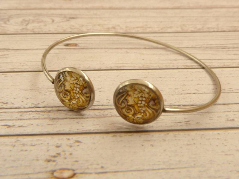 Zierlicher Armreif Mit Jugendstil Dame Und Weinranken Silberfarben Armschmuck Mädchen Geschenkidee von Schmucktruhe