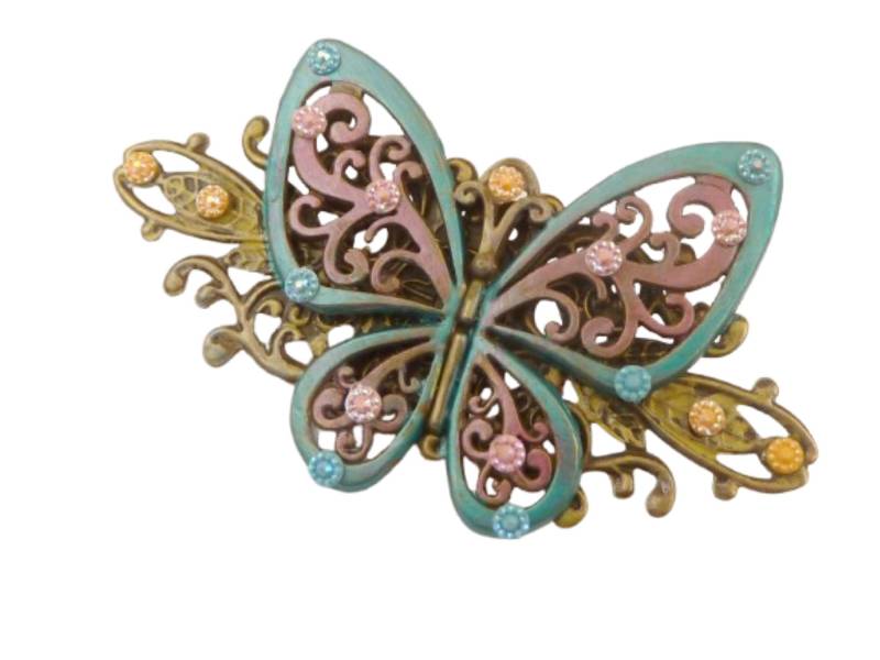 xxl Brosche Mit Schmetterling Und Schmucksteinen Handbemaltes Unikat Schal Dekolletéschmuck Reversschmuck von Schmucktruhe