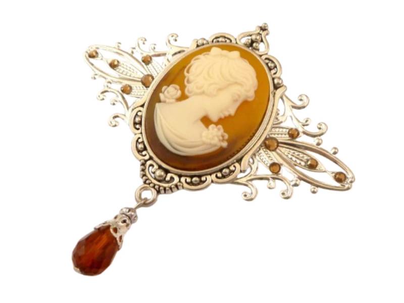 xxl Kamee Brosche Orange Silberfarben Schal Dekolletéschmuck Taschenschmuck Unikat Accessoire xxl Kamee Brosche Orange Silberfarben Schal Dekolletéschmuck Taschenschmuck Unikat Accessoire von Schmucktruhe