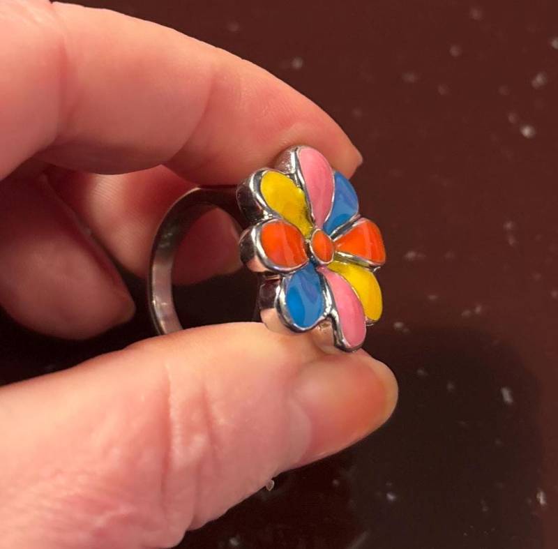 Ring Edelstahl Emaille Blumen Motiv von Schmuckvomfeinsten