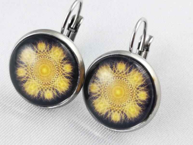 Cabochon Ohrhänger Gelb Schwarz Cabochon Ohrhänger Gelb Schwarz von SchmuckwerkDresden