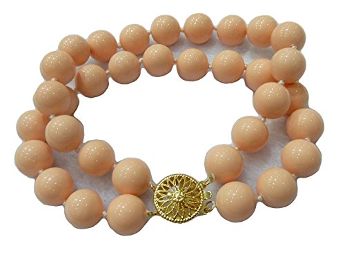 Schmuckwilli 2-reihig Perlenarmband für Damen & Mädchen - 20cm Länge mit 8mm großen rosa runden Perlen - Elegante Armband mit Muschelkernperlen MK Perlen für jeden Anlass - Perlenarmreife Frauen von Schmuckwilli
