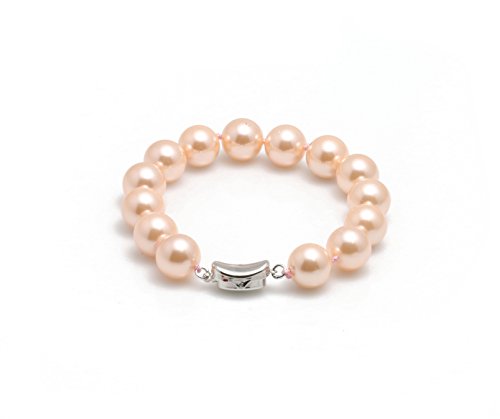 Schmuckwilli Perlenarmband für Damen & Mädchen - 20cm Länge mit 12mm großen rosa runden Perlen - Elegante Armband mit Muschelkernperlen MK Perlen für jeden Anlass - die Perlenarmreife für Frauen von Schmuckwilli