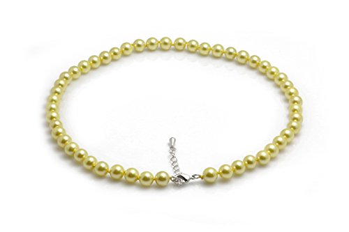 Schmuckwilli Perlenkette für Damen - 45cm Länge mit 8mm großen multifarbig runden Mallorca Perlen - Elegante Kette mit Muschelkernperlen für jeden Anlass von Schmuckwilli