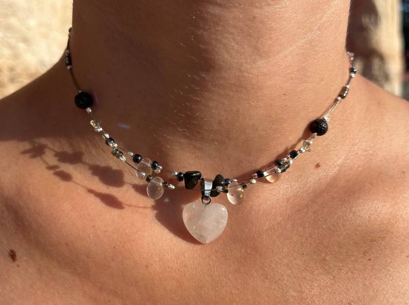 Halskette Mit Natursteinanhänger Und Glasperlen, Individualisierbar, Edelstahldraht, Länge Veränderbar, Farbe Wählbar, Set Möglich Halskette Mit Natursteinanhänger Und Glasperlen, Individualisierbar, Edelstahldraht, Länge Veränderbar, Farbe Wählbar, Set Möglich von Schmuckzauberin