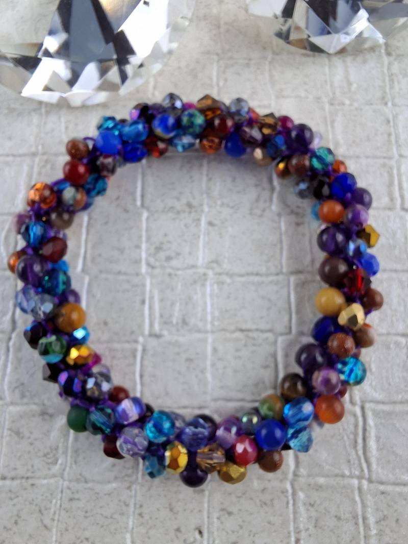 Häkelarmband Bunt Gummizug von SchmueckdichDesign