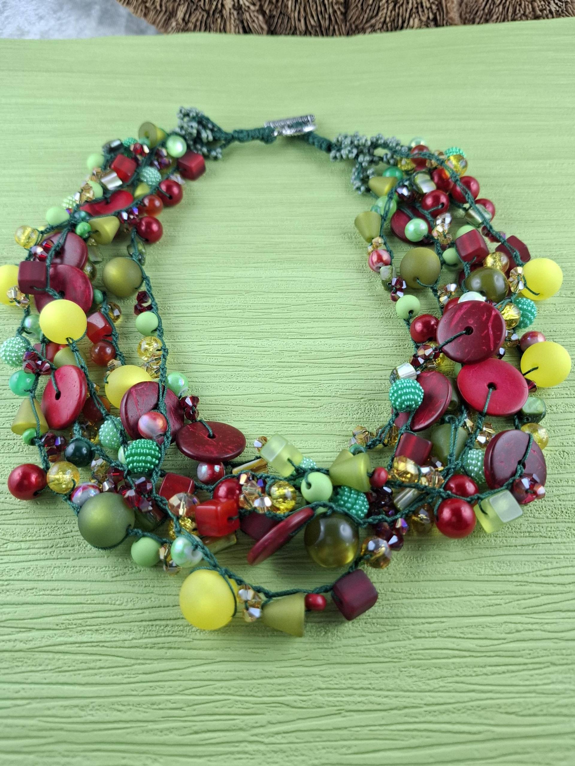 Häkelkette, Mehrstrangkette, Klunkerkette, Collier von SchmueckdichDesign