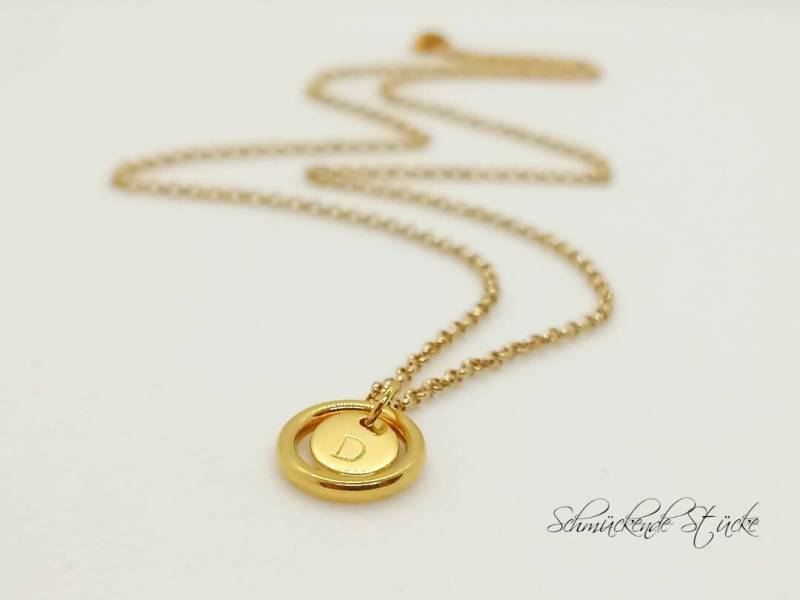 Plättchen Namen Kette Personalisierbar Partnerkette Gold Vergoldet von SchmueckendeStuecke