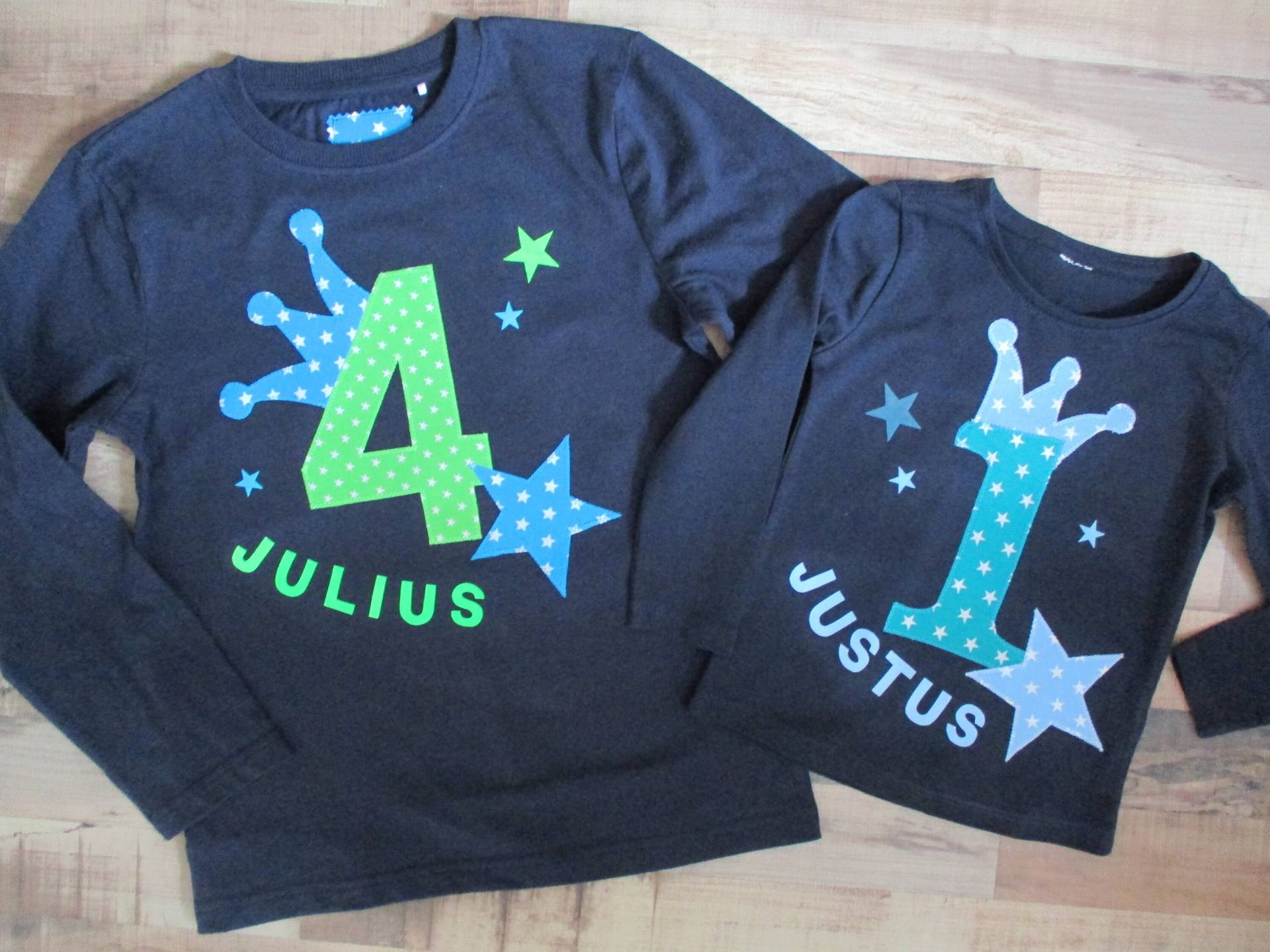 Geburtstag Krone Zahl Langarmshirt Sterne Geburtstagsshirt Mit 1 2 3 4 5 6 7 8 9 Kinder Jungen Grün von Schmunzelstube