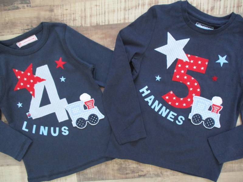 Geburtstagsshirt Mit Lokomotive Shirt Lok Langarmshirt Für Kinder Zahl 1 2 3 4 5 6 7 8 9 10 Jungenshirt Jungs Jungen von Schmunzelstube