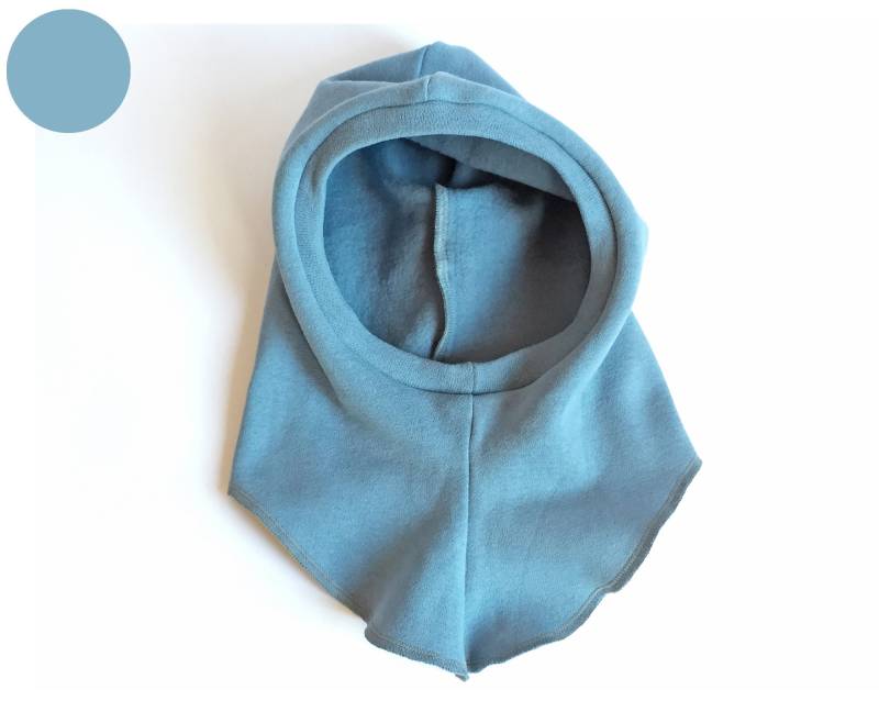 Kratzfreie Kuschelweiche Kinder Schlupfmütze Aus Sweatshirt Stoff in Ökotex Qualität Unifarben Hellblau, Mit Bequemen Bündchen, Schnattata von Schnattata