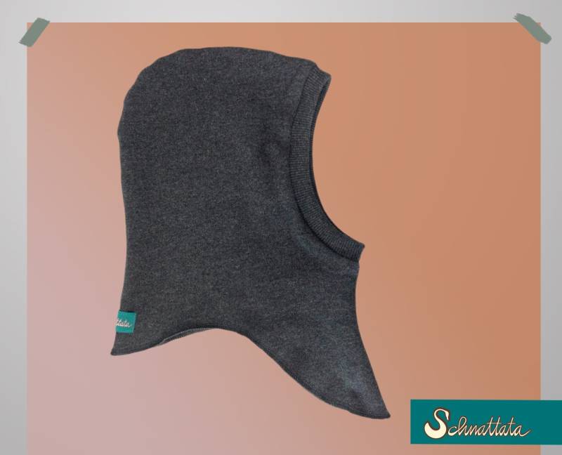 Schlichtes Basicteil Zum Reinkuscheln Kinder Schlupfmütze Mit Weicher Innenseite, French-Terry-Cotton Unifarben Anthrazit, Von Schnattata von Schnattata