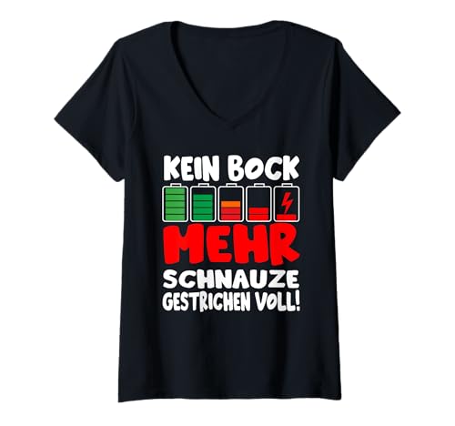 Damen Kein Bock mehr Ich kam SAH und Hatte direkt keinen Bock T-Shirt mit V-Ausschnitt Damen Kein Bock mehr Ich kam SAH und Hatte direkt keinen Bock T-Shirt mit V-Ausschnitt von Schnauze voll Ich bin nicht faul Kein bock mehr