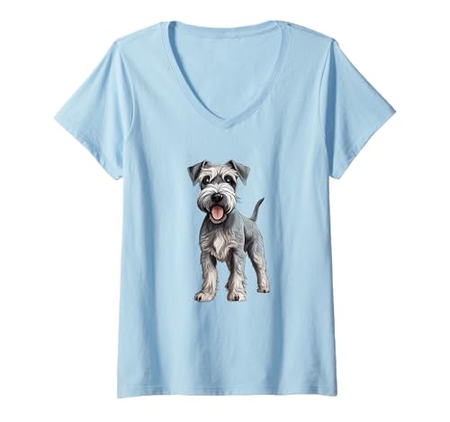 Damen Entzückendes Schnauzer-Design, perfekt für Sie T-Shirt mit V-Ausschnitt Damen Entzückendes Schnauzer-Design, perfekt für Sie T-Shirt mit V-Ausschnitt von Schnauzer Admirer Collection