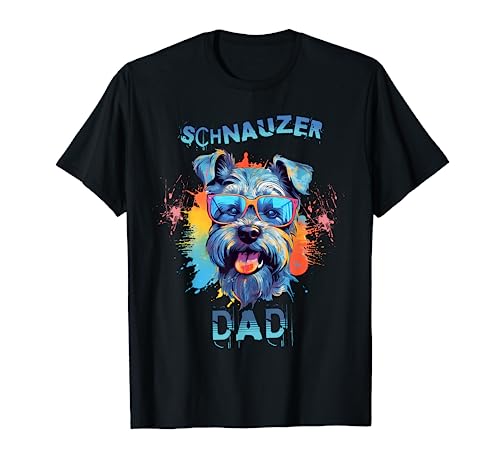 Herren Schnauzer Dad Aquarell Splash Niedlicher Schnauzer In Gläsern T-Shirt von Schnauzer Dad