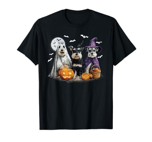 Herren Damen Schnauzer Happy Halloween Dogs Lover T-Shirt von Schnauzer Dog Pumpkin Happy Halloween