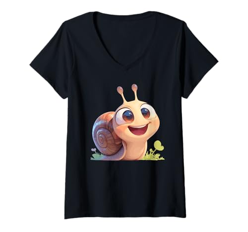 Damen Schnecken Schnecke T-Shirt mit V-Ausschnitt von Schnecken Schnecke Tier Shop