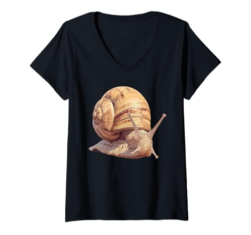 Damen Schnecken Schnecke T-Shirt mit V-Ausschnitt von Schnecken Schnecke Tier Shop
