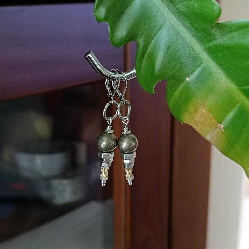 Pyrit Ohrringe. Edelstahl Schmuck. Kugel Bicolor Schmuck. Mix & Match. Schmuck.ausgefallener Schmuck Pyrit Ohrringe. Edelstahl Schmuck. Kugel Bicolor Schmuck. Mix & Match. Schmuck.ausgefallener Schmuck von Schneckenstein
