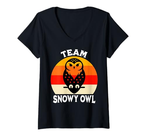 Damen Snowy Owl Team Schnee Eule Schneeeule T-Shirt mit V-Ausschnitt von Schnee-Eule Design Für Damen und Herren