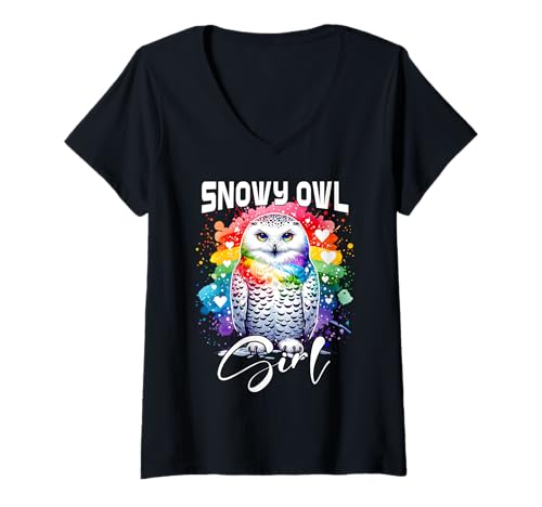 Damen Snowy Owl Mädchen Schnee Eule Schneeeule T-Shirt mit V-Ausschnitt Damen Snowy Owl Mädchen Schnee Eule Schneeeule T-Shirt mit V-Ausschnitt von Schnee Eule Schneeeule Designs Damen