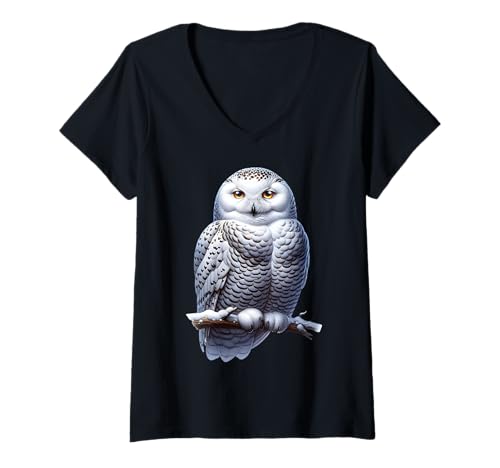 Damen Snowy Owl Design Schnee Eule Schneeeule T-Shirt mit V-Ausschnitt Damen Snowy Owl Design Schnee Eule Schneeeule T-Shirt mit V-Ausschnitt von Schnee Eule Schneeeule Motiv Herren Damen