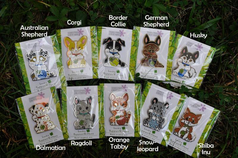 Lucky Puppies & Kittens Hard Enamel Pins Metall Dogs Cats Ragdoll Husky Corgi Etc Lucky Puppies & Kittens Hard Enamel Pins Metall Dogs Cats Ragdoll Husky Corgi Etc von SchneepardiCreations