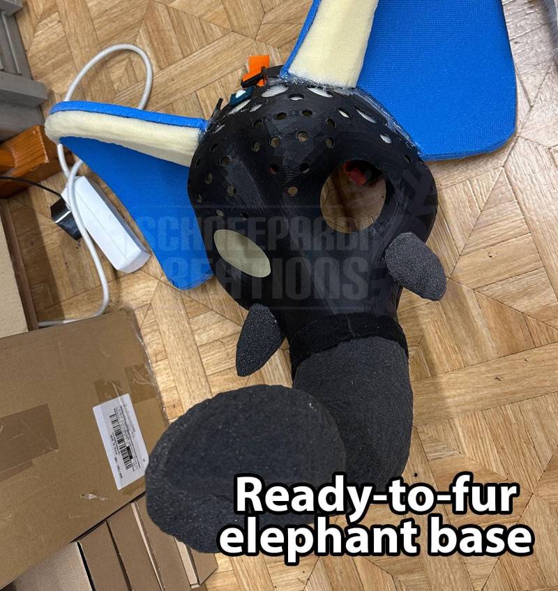 Ready-To-Fur Toony Elephant/Mamoth Fursuit Head Base Ready-To-Fur Toony Elephant/Mamoth Fursuit Head Base von SchneepardiCreations
