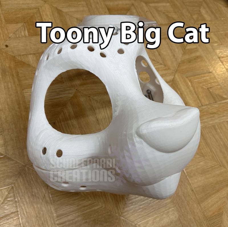 Toony Big Cat 3D-Printed Head Base, Moving Jaw von SchneepardiCreations