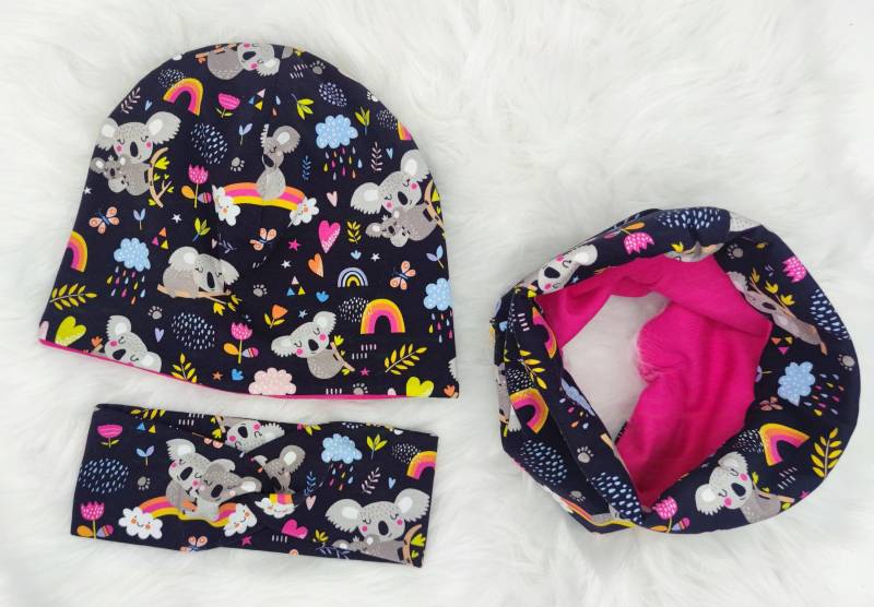 Koalabären Mütze/Beanie Und Loop Schal Stirnband Set Oder Je Einzeln, Winter Set, Übergangs Kinder, Baby von SchneiderfeePetzi