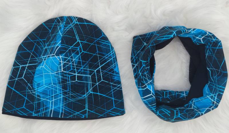 Space Lines Mütze/Beanie Und Loop Schal, Winter Set, Übergangs Kinder, Baby von SchneiderfeePetzi