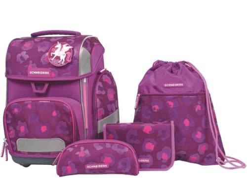 Schneiders Ergolite Berry Paw Mädchen Schultasche - 9-teiliges Set, Orthopädisch geprüft, mit LED-Leuchtstäben, nachhaltig & ergonomisch von Schneiders