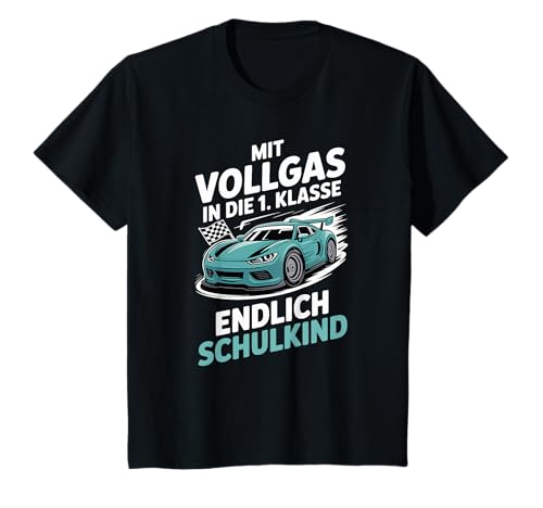 Kinder Mit Vollgas in die 1. Klasse Schulkind 2025 Rennauto T-Shirt Kinder Mit Vollgas in die 1. Klasse Schulkind 2025 Rennauto T-Shirt von Schnelle Schule Designs