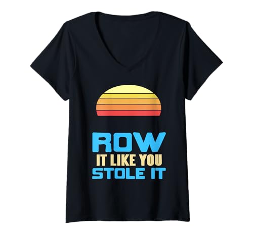 Damen Rudere Wie Geklaut Lustiger Sonnenuntergang T-Shirt mit V-Ausschnitt Damen Rudere Wie Geklaut Lustiger Sonnenuntergang T-Shirt mit V-Ausschnitt von Schneller Ruderstil Crew Training Spaß