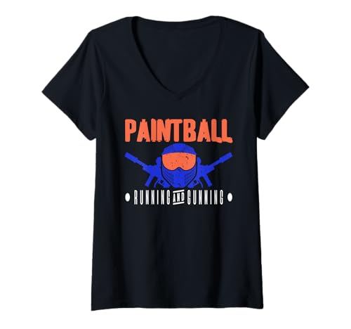 Damen Paintball Rennen und Schießen Maske Taktik T-Shirt mit V-Ausschnitt Damen Paintball Rennen und Schießen Maske Taktik T-Shirt mit V-Ausschnitt von Schnelligkeit Taktikspiel Action Fans