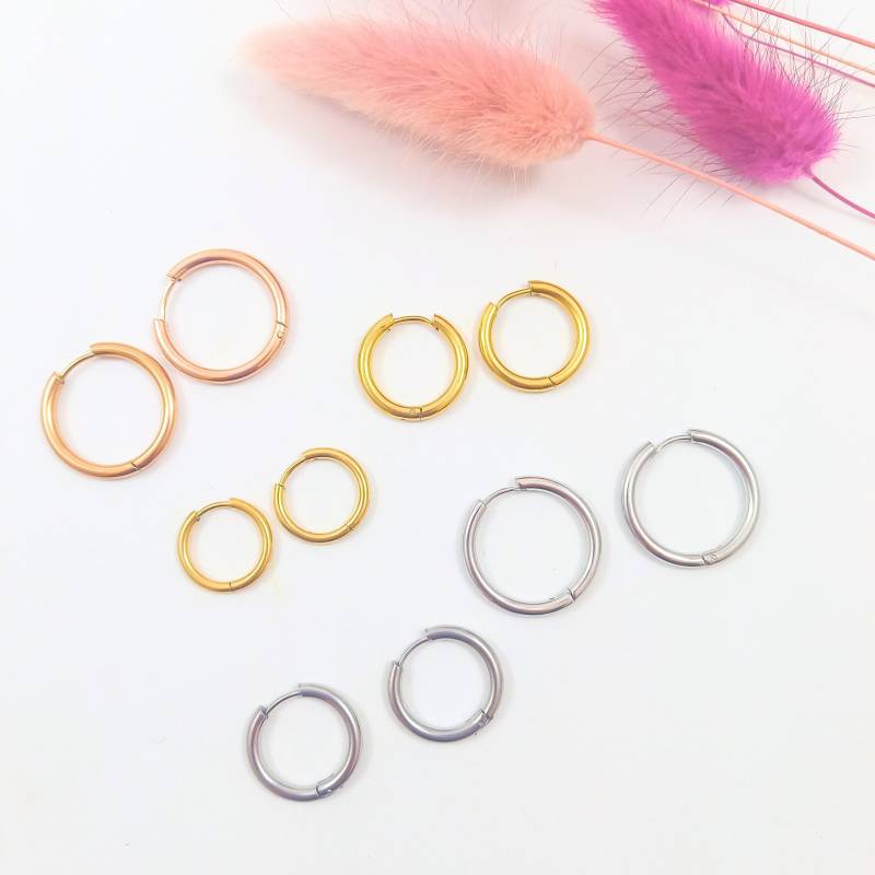 Dicke Creole. 18 Karat Gold Creolen. Creolen Edelstahl. Goldene Silberne Rosegoldene Echtgold von SchnickSchnackSchoen