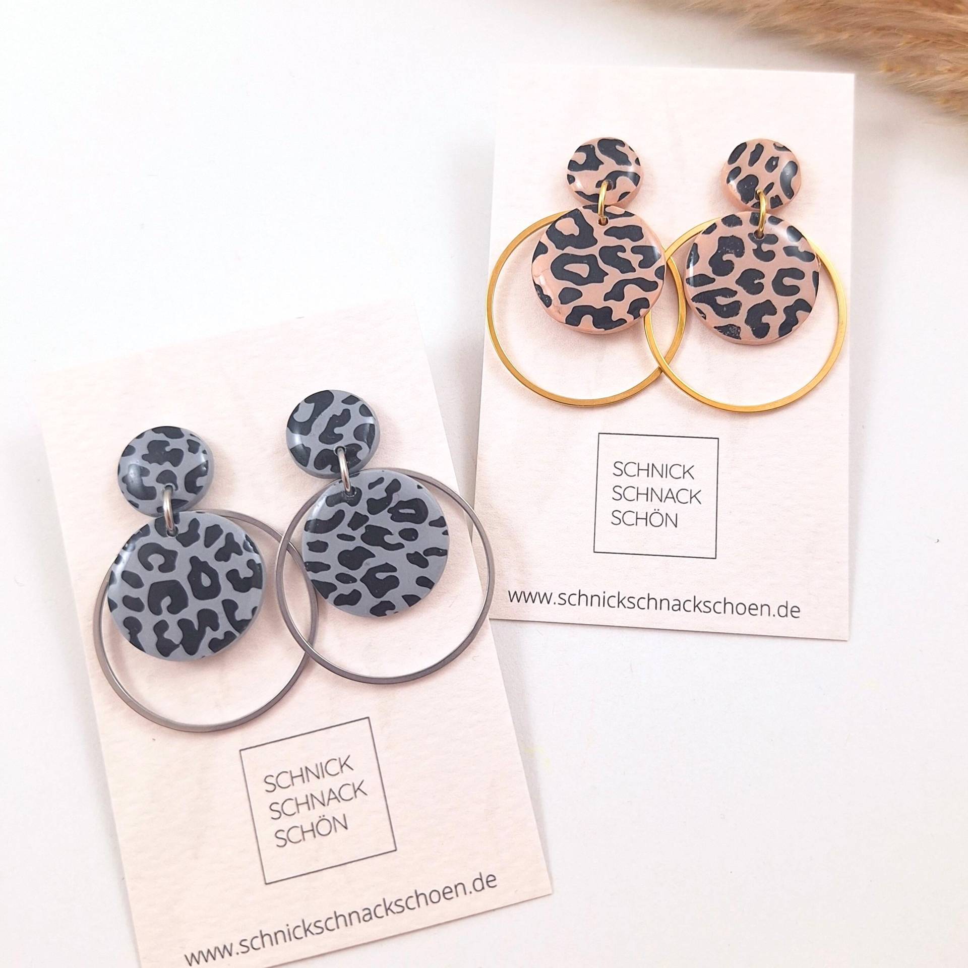 Leoprint Ohrringe. Leo Ohrhänger Kreise. Statement Große Leo-Muster Creolen. Leopard Print Ohrstecker von SchnickSchnackSchoen