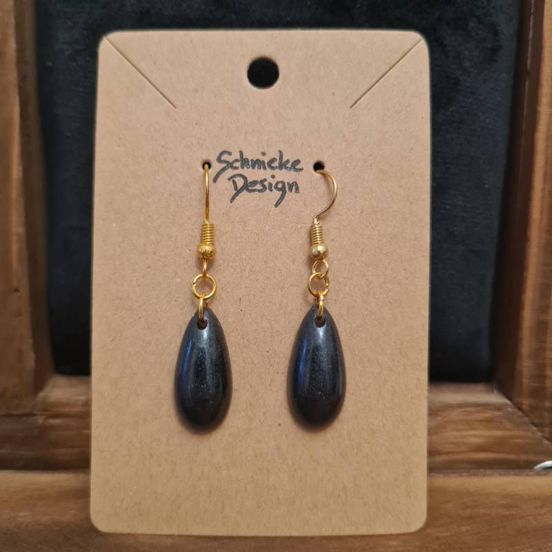 Ohrhänger Aus Epoxidharz in Metallic Schwarz von SchniekeDesign
