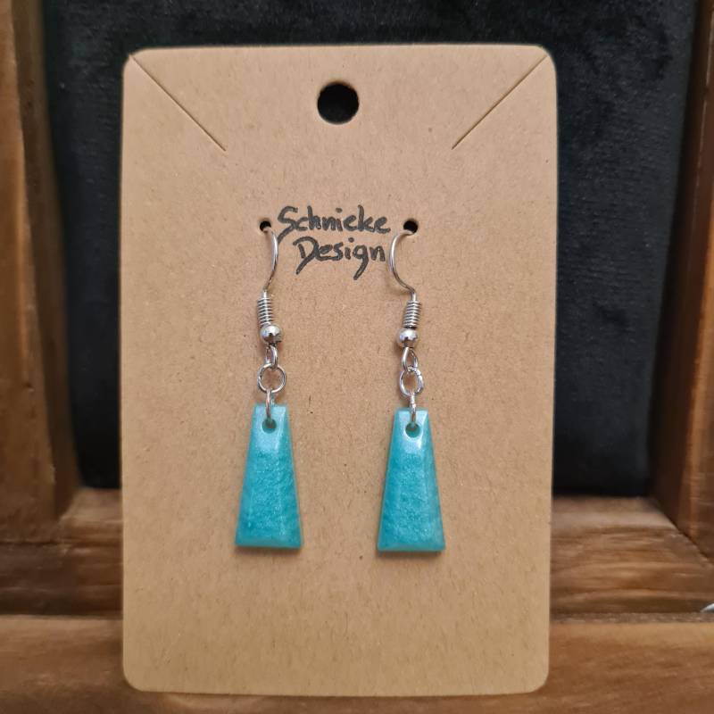 Ohrhänger Aus Türkisem Epoxidharz in Trapezform von SchniekeDesign