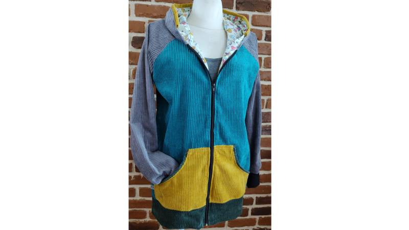 Breitcord Cordjacke Übergangsjacke Jacke Für Damen " Schniesel.petrol Grau Gelb Grün Mit Zipfelkapuze Gr. 34-46 Petrol Gelb von Schniesel