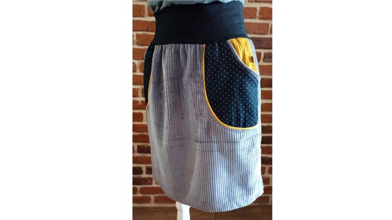 Cordrock Rock Breitcord " Schniesel.grau Senfgelb Schwarz Cord Für Damen Gr. 34-46 von Schniesel