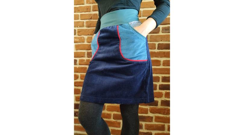 Cordrock Rock Breitcordstoff " Schniesel.dunkelblau Blau Gestreift Cord Für Damen Gr. 34-46 von Schniesel