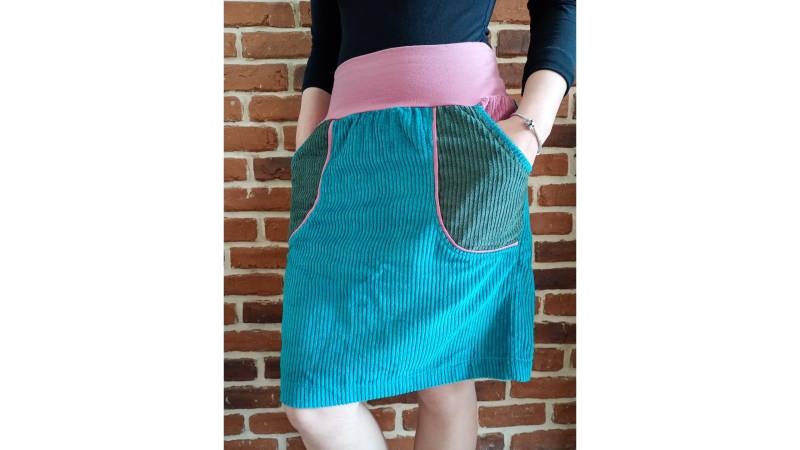 Cordrock Rock Breitcordstoff " Schniesel.petrol Grün Altrosa Cord Für Damen Gr. 34-46 von Schniesel