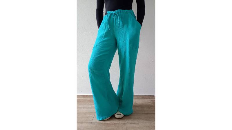 Schniesel Musselinhose Mit Weitem Bein Für Damen " Schniesel.türkis Weites in Türkis von Schniesel